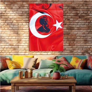 Turkish Flag and F.SULTAN MEHMET HAN GÖRSELLİ CAM TABLO