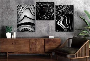 SANAT TEMALI CAM TABLO SAAT SETİ 