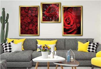 Kunst Thematisches 2-teiliges bedrucktes Glas und Uhrenset