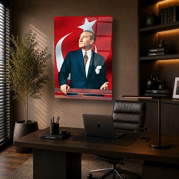 Mustafa Kemal Atatürk Gehard Glasschilderij 