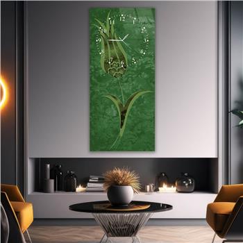 Vertical Art Themed Glass Wall Art with Clock at the Top 049