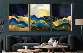 Alüminyum Çerçeveli Sanat Temalı 3lü Set CAM Tablo 0061