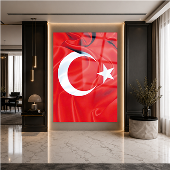 TÜRK BAYRAĞI GÖRSELLİ CAM TABLO