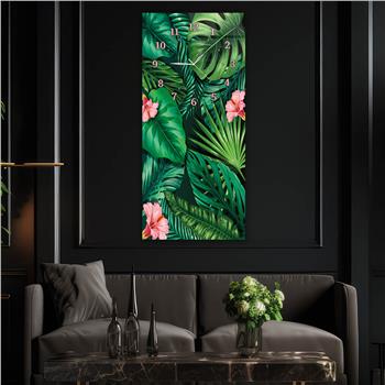 Vertical Art Themed Glass Wall Art with Clock at the Top 043