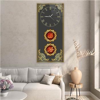 Vertical Religious Themed Glass Wall Art with Clock at the Top  032