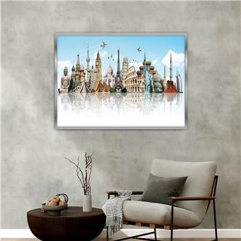 Aluminum-Framed Art-Themed Tempered Glass Wall Art 077