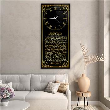 Tableau en verre à thème religieux vertical avec horloge en haut 005