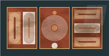 Aluminum Framed 3-Piece MDF Wall Art Set with Art Theme 0053