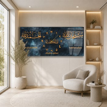 Middle-Clock, Religious-Themed Horizontal Glass Wall Painting 095