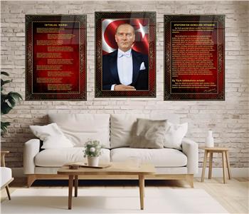  3lü Set VatanTemalı Cam Tablo 37