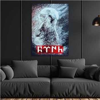 Howling Wolf and TÜRK Inscription Glass Wall Art