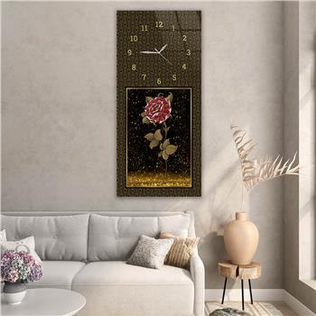 Vertical Art Themed Glass Wall Art with Clock at the Top 044