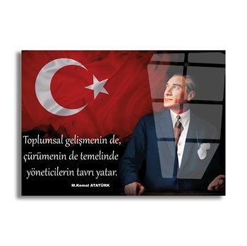 Yatay VatanTemalı Cam Tablo 106