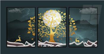 Aluminum Framed 3-Piece MDF Wall Art Set with Art Theme 0029