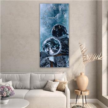 Vertical Art Themed Glass Wall Art with Clock at the Top 065