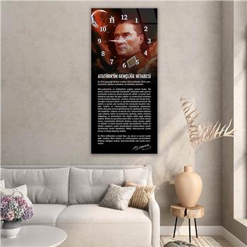 Vertical National Themed Glass Wall Art with Clock at the Top 024