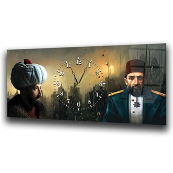 Fatih Sultan Mehmet Han ve Abdülhamit Han Saatli Cam Tablo 077