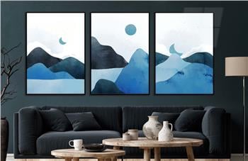 Alüminyum Çerçeveli Sanat Temalı 3lü Set CAM Tablo 0022