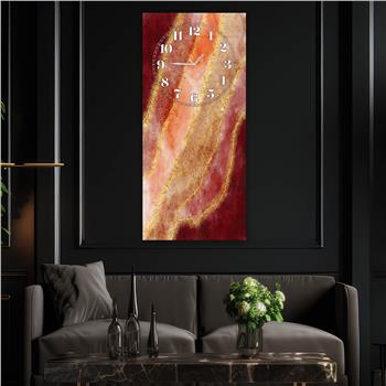 Vertical Art Themed Glass Wall Art with Clock at the Top 026