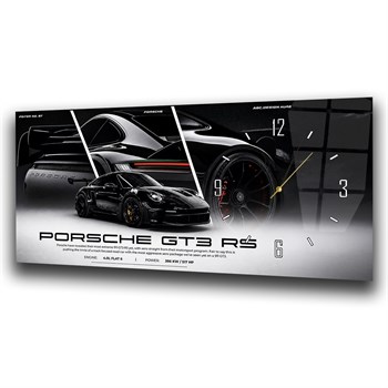 Siyah Porsche GT3 RS Saatli Cam Tablo