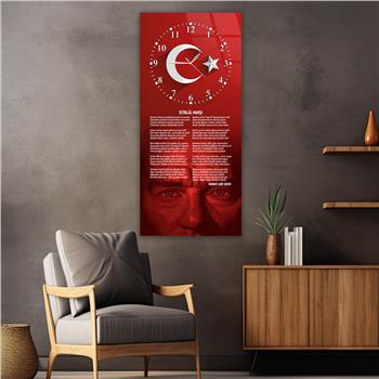 Vertical National Themed Glass Wall Art with Clock at the Top 026