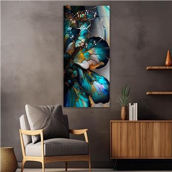 Vertical Art Themed Glass Wall Art with Clock at the Top 028