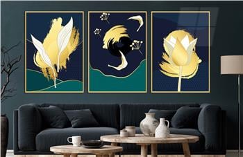Alüminyum Çerçeveli Sanat Temalı 3lü Set CAM Tablo 0005