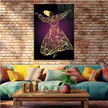 Glass Wall Art with Mevlevi Visual