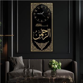 Vertical Religious Themed Glass Wall Art with Clock at the Top  016