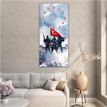 Vertical National Themed Glass Wall Art with Clock at the Top 035