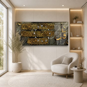Middle-Clock, Religious-Themed Horizontal Glass Wall Painting 049