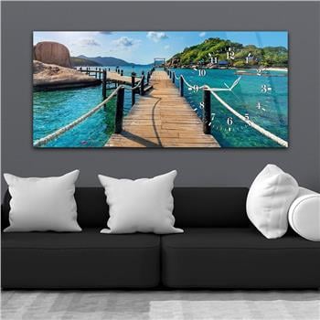 Yatay Saatli Yandan Sanat ve Doğa Temalı Cam Tablo 013
