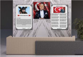 Atatürk, Independence March, and Youth Address Glass Wall Art Set with Clock