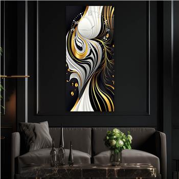 Vertical Art Themed Glass Wall Art with Clock at the Top 027
