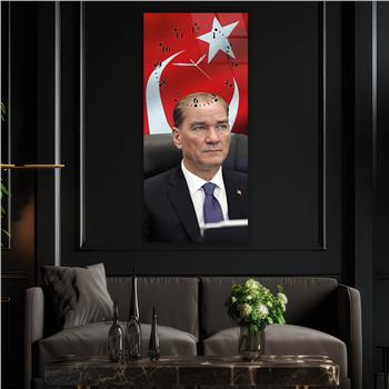 Vertical National Themed Glass Wall Art with Clock at the Top 014