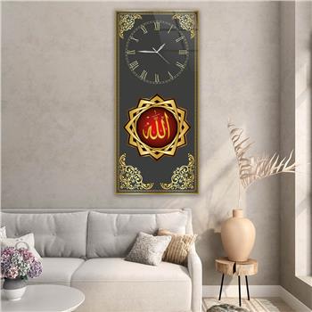 Tableau en verre à thème religieux vertical avec horloge en haut 027