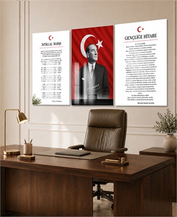  3lü Set VatanTemalı Cam Tablo 28