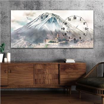 Yatay Saatli Yandan Sanat ve Doğa Temalı Cam Tablo 006