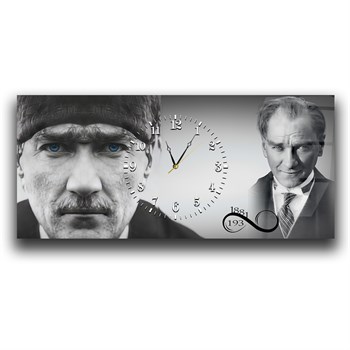 Atatürkün Mavi Gözleri ve Dosta Güven Düşmana Korku Veren Bakışları Saatli Cam Tablo 065