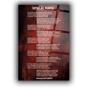 İSTİKLAL MARŞI YAZILI CAM TABLO