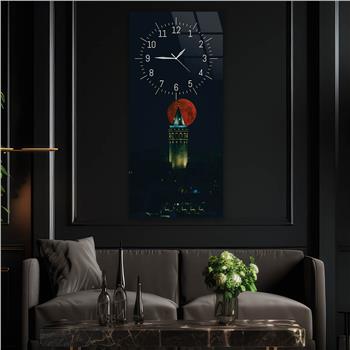 Vertical Art Themed Glass Wall Art with Clock at the Top 056