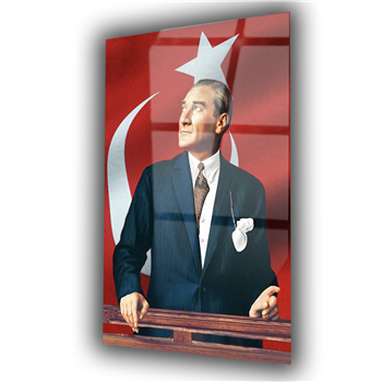 Atatürk Yakın Plan Portre Cam Tablo