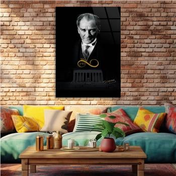 Mustafa Kemal Atatürk and His Signature Glass Wall Art