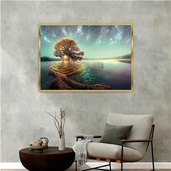 Aluminum-Framed Art-Themed Tempered Glass Wall Art 064