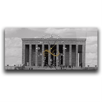 Anıtkabir ve Sonsuz 1881-1938 Yazılı Yatay Ortadan Saatli  Vatan Temalı Cam Tablo 059