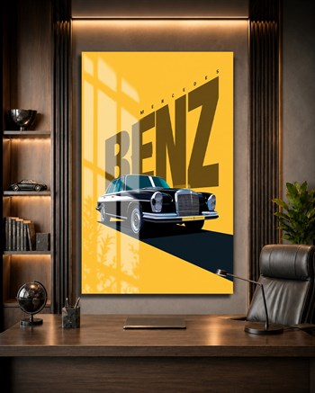 Siyah Klasik Mercedes-Benz Cam Tablo