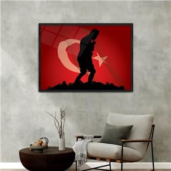 Alüminyum Çerçeveli Vatan Temalı Cam Tablo 056