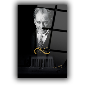 MUSTAFA KEMAL ATATÜRK ve İMZASI GÖRSELLİ  CAM TABLO