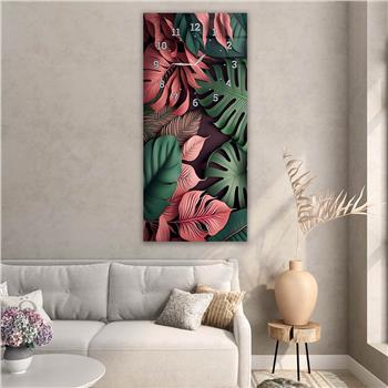 Vertical Art Themed Glass Wall Art with Clock at the Top 042