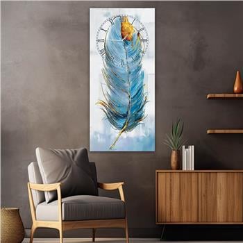 Vertical Art Themed Glass Wall Art with Clock at the Top 073